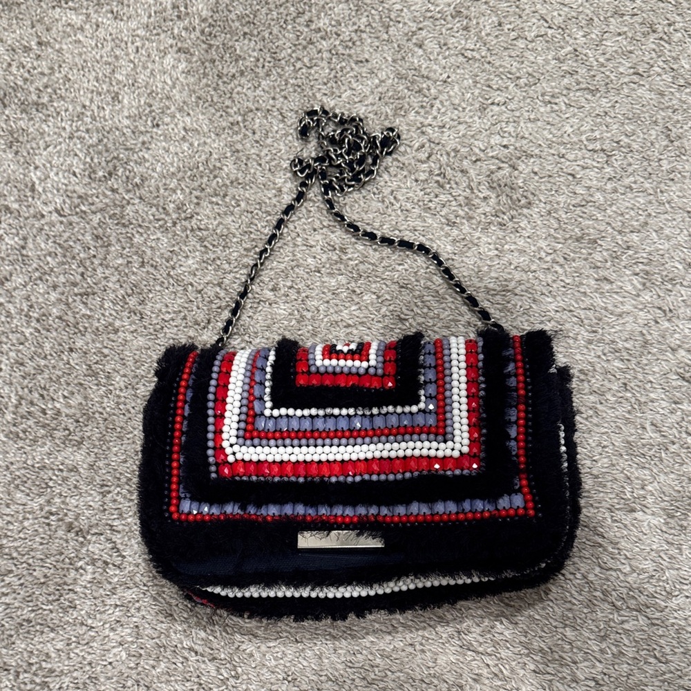 Stylish Black and Red Chain Crossbody Bag